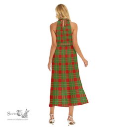 ScotsTee Shop Scottish MacGregor Modern Clan Tartan Womens Wrap Hem Belted Halter Dress