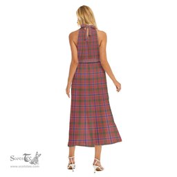 ScotsTee Shop Scottish MacRae Ancient Clan Crest Tartan Womens Wrap Hem Belted Halter Dress