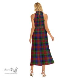 ScotsTee Shop Scottish Tennant Clan Tartan Womens Wrap Hem Belted Halter Dress