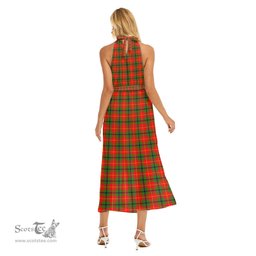 ScotsTee Shop Scottish Turnbull Dress Clan Crest Tartan Womens Wrap Hem Belted Halter Dress