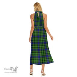 ScotsTee Shop Scottish Rollo Modern Clan Tartan Womens Wrap Hem Belted Halter Dress