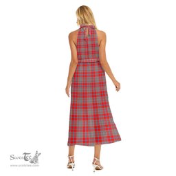 ScotsTee Shop Scottish Moubray Clan Crest Tartan Womens Wrap Hem Belted Halter Dress