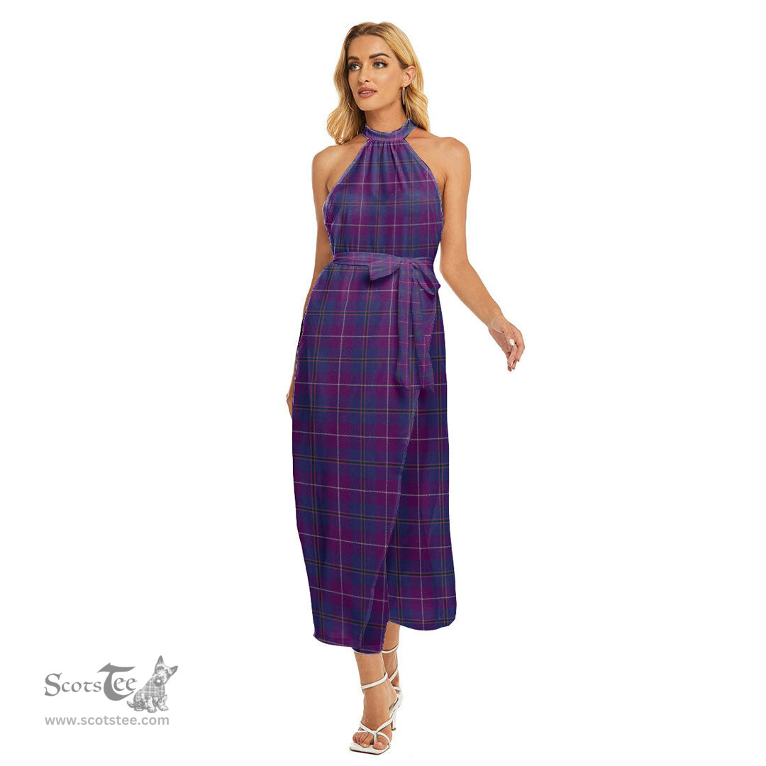 ScotsTee Shop Scottish Pride of Glencoe Clan Tartan Womens Wrap Hem Belted Halter Dress