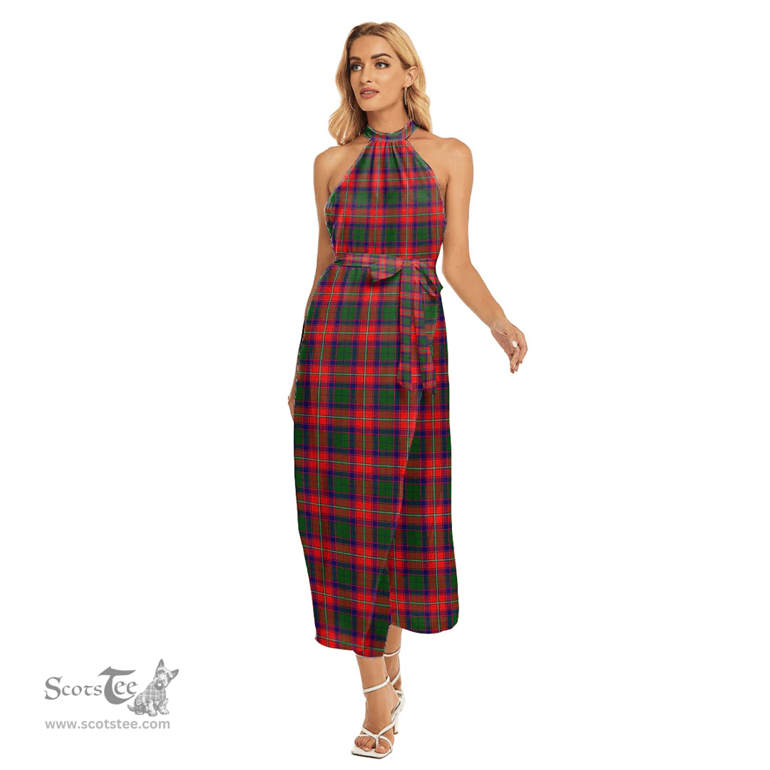 ScotsTee Shop Scottish Roxburgh District Clan Tartan Womens Wrap Hem Belted Halter Dress