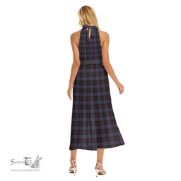 ScotsTee Shop Scottish Nairn Clan Crest Tartan Womens Wrap Hem Belted Halter Dress