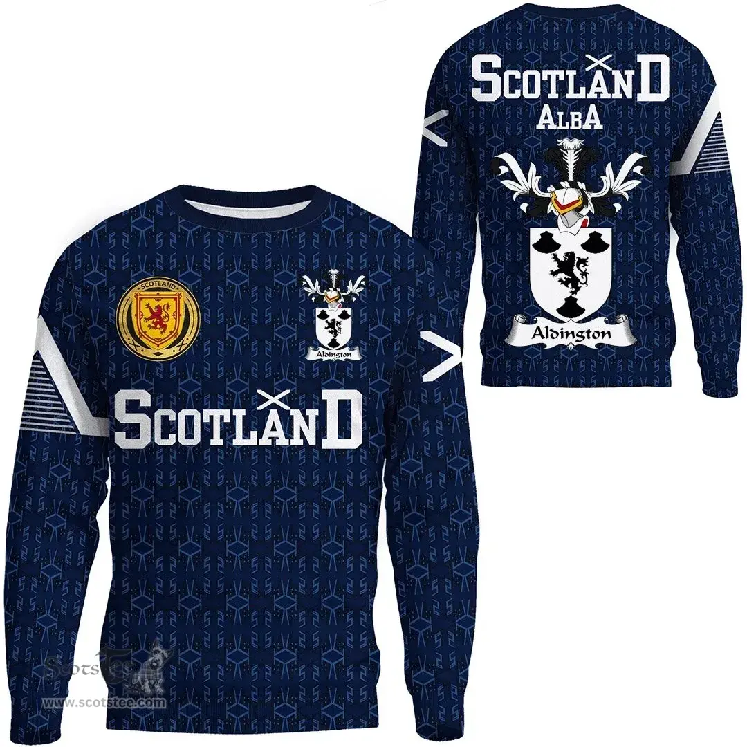 ScotsTee Shop Scottish Aldington Family Crest Tartan Sweatshirt Scottish 1991 Style