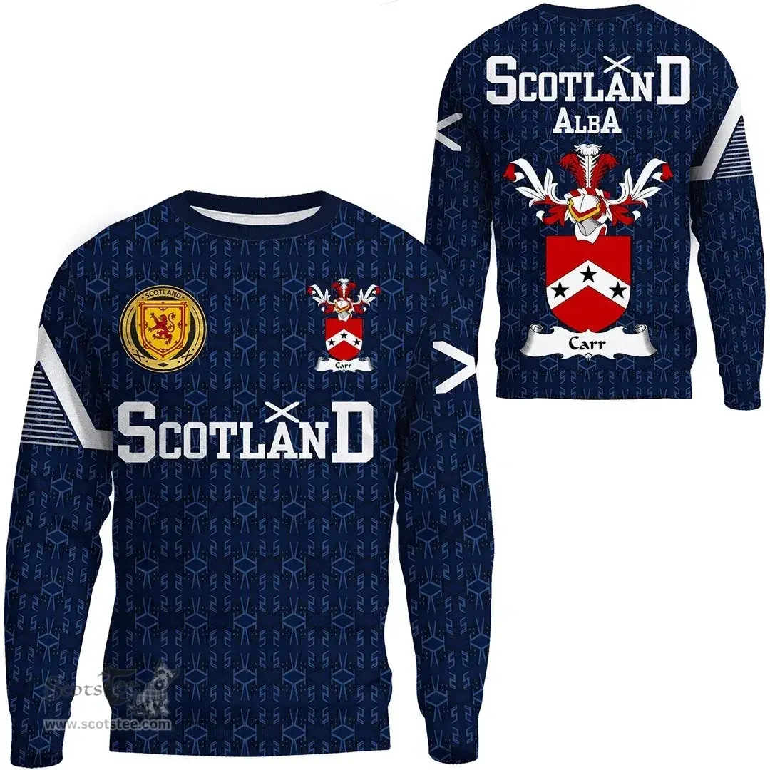 ScotsTee Shop Scottish Carr Family Crest Tartan Sweatshirt Scottish 1991 Style
