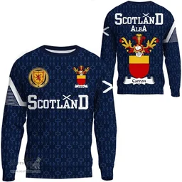 ScotsTee Shop Scottish Carron Family Crest Tartan Sweatshirt Scottish 1991 Style