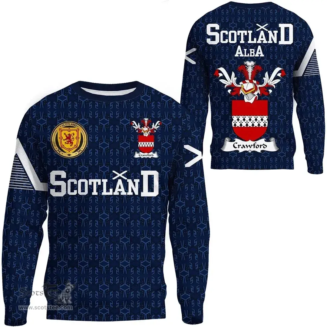 ScotsTee Shop Scottish Craw or Crow Family Crest Tartan Sweatshirt Scottish 1991 Style