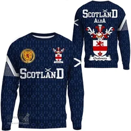ScotsTee Shop Scottish Chalmers Family Crest Tartan Sweatshirt Scottish 1991 Style