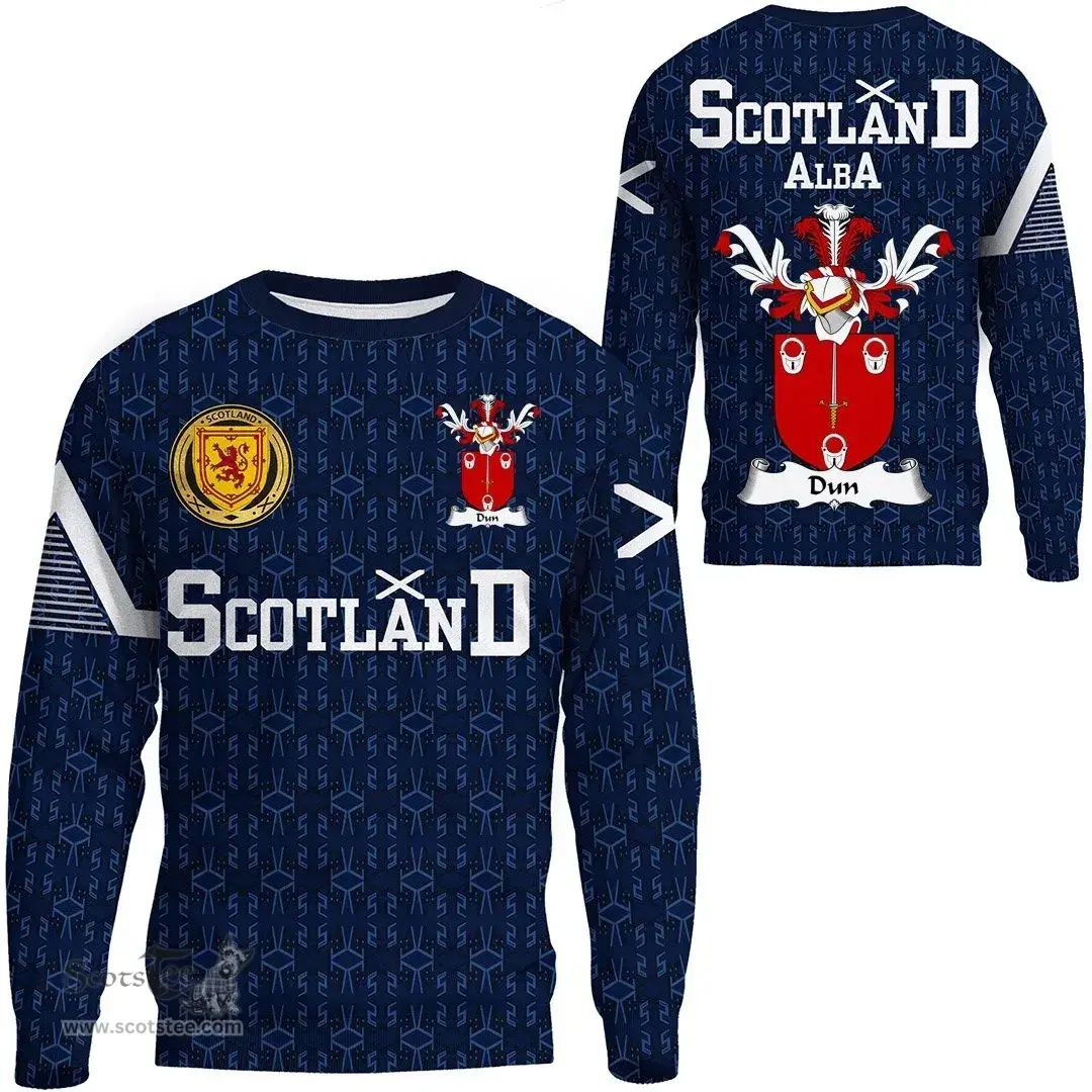 ScotsTee Shop Scottish Dun Family Crest Tartan Sweatshirt Scottish 1991 Style
