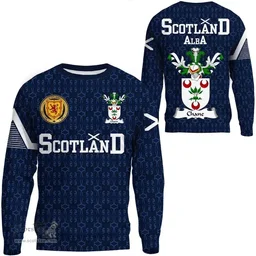 ScotsTee Shop Scottish Chane Family Crest Tartan Sweatshirt Scottish 1991 Style