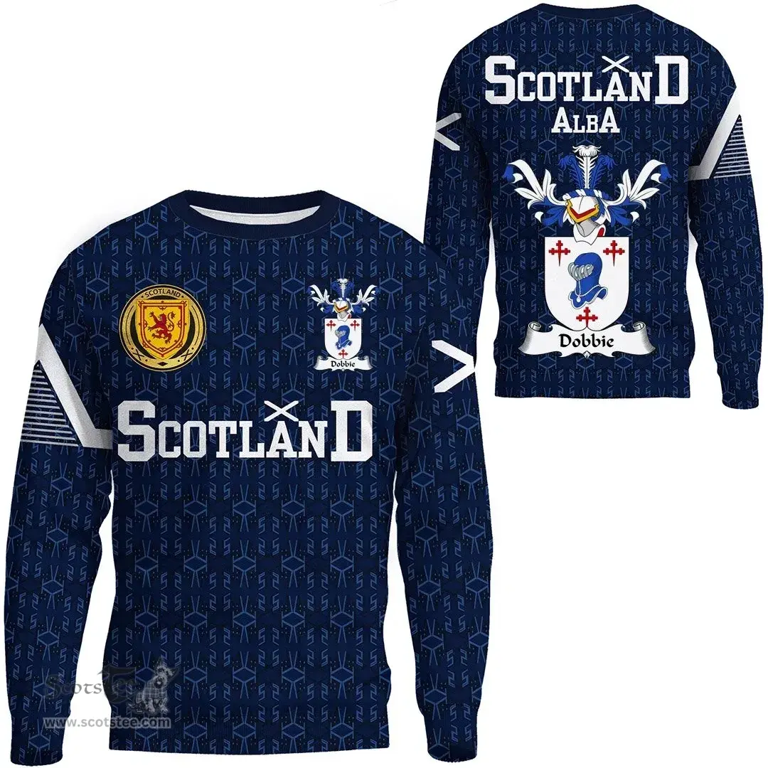ScotsTee Shop Scottish Dobbie Family Crest Tartan Sweatshirt Scottish 1991 Style