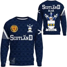 ScotsTee Shop Scottish Fountain Family Crest Tartan Sweatshirt Scottish 1991 Style