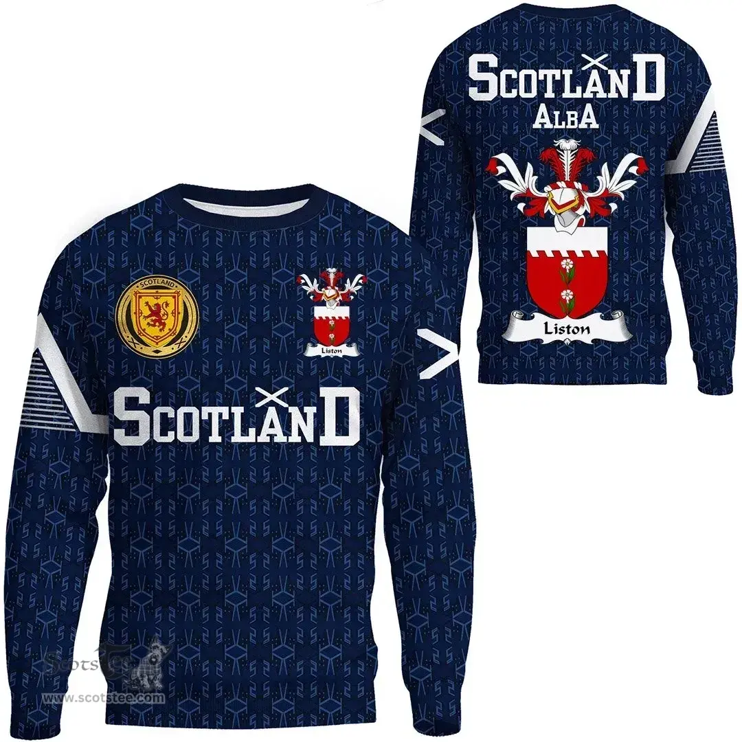 ScotsTee Shop Scottish Liston Family Crest Tartan Sweatshirt Scottish 1991 Style