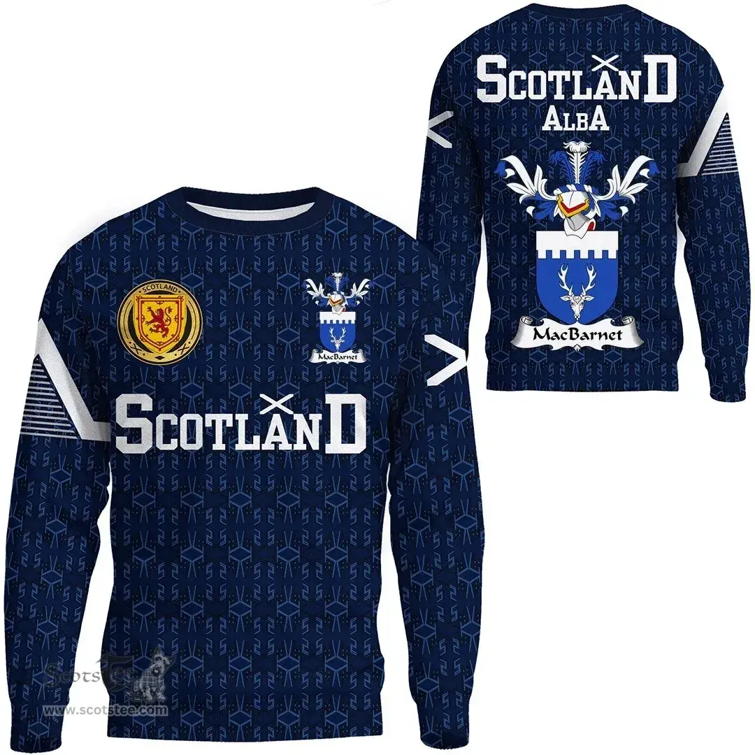ScotsTee Shop Scottish MacBarnet Family Crest Tartan Sweatshirt Scottish 1991 Style