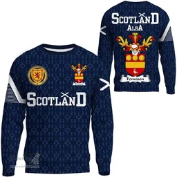 ScotsTee Shop Scottish Fennison Family Crest Tartan Sweatshirt Scottish 1991 Style