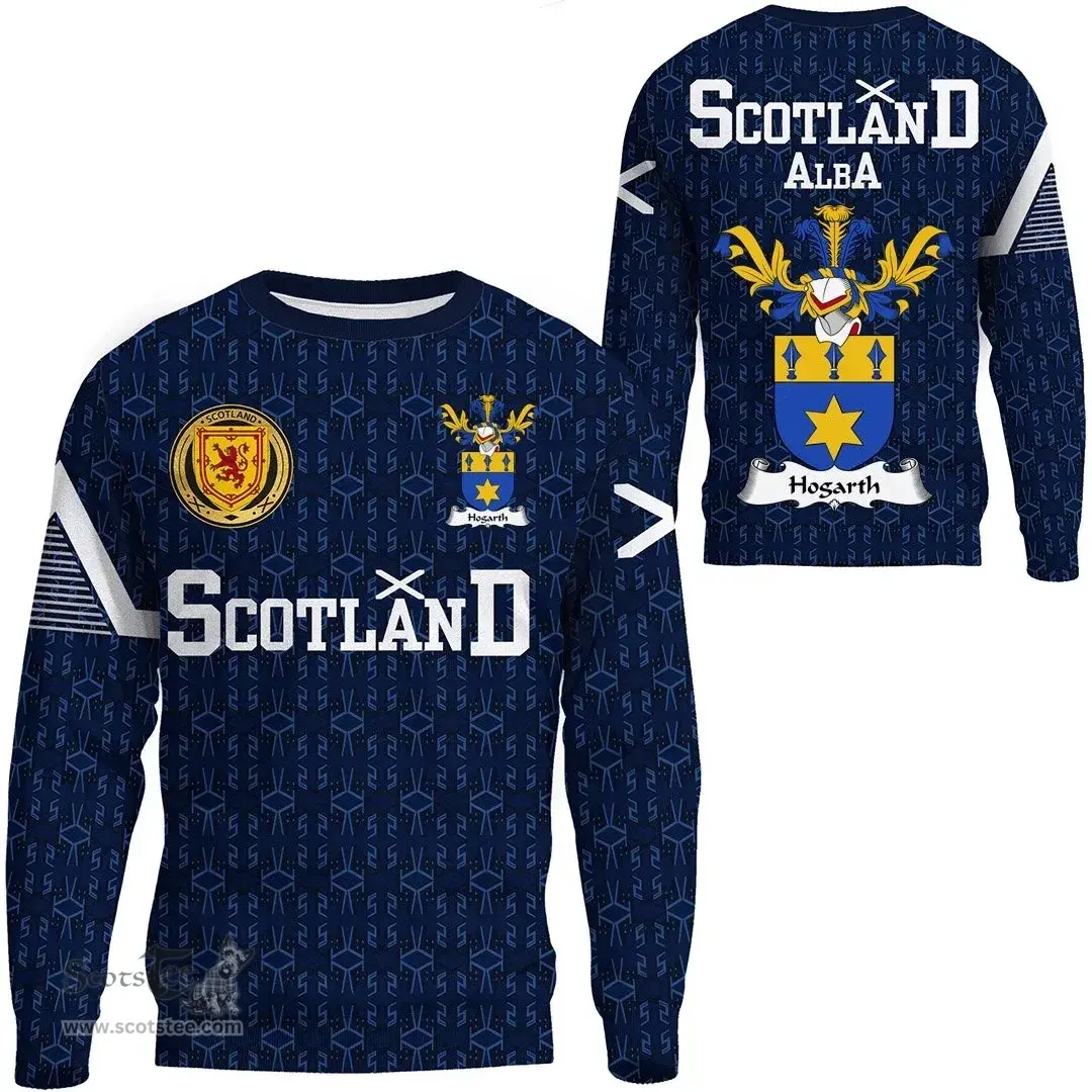 ScotsTee Shop Scottish Hogarth Family Crest Tartan Sweatshirt Scottish 1991 Style