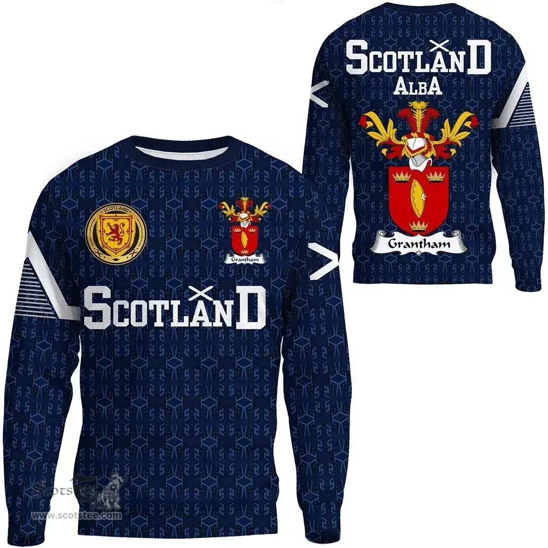 ScotsTee Shop Scottish Grantham Family Crest Tartan Sweatshirt Scottish 1991 Style