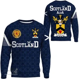 ScotsTee Shop Scottish Littelman Family Crest Tartan Sweatshirt Scottish 1991 Style