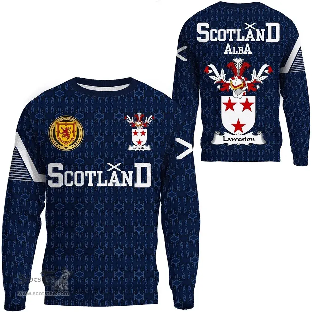 ScotsTee Shop Scottish Laweston Family Crest Tartan Sweatshirt Scottish 1991 Style