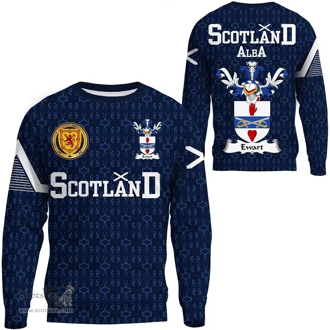 ScotsTee Shop Scottish Ewart Family Crest Tartan Sweatshirt Scottish 1991 Style