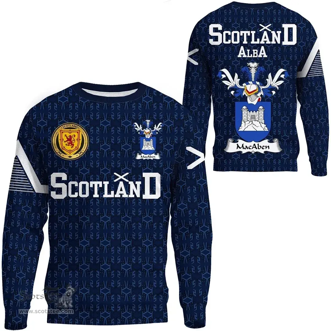 ScotsTee Shop Scottish MacAben Family Crest Tartan Sweatshirt Scottish 1991 Style