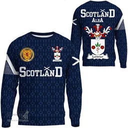 ScotsTee Shop Scottish Lorimer Family Crest Tartan Sweatshirt Scottish 1991 Style