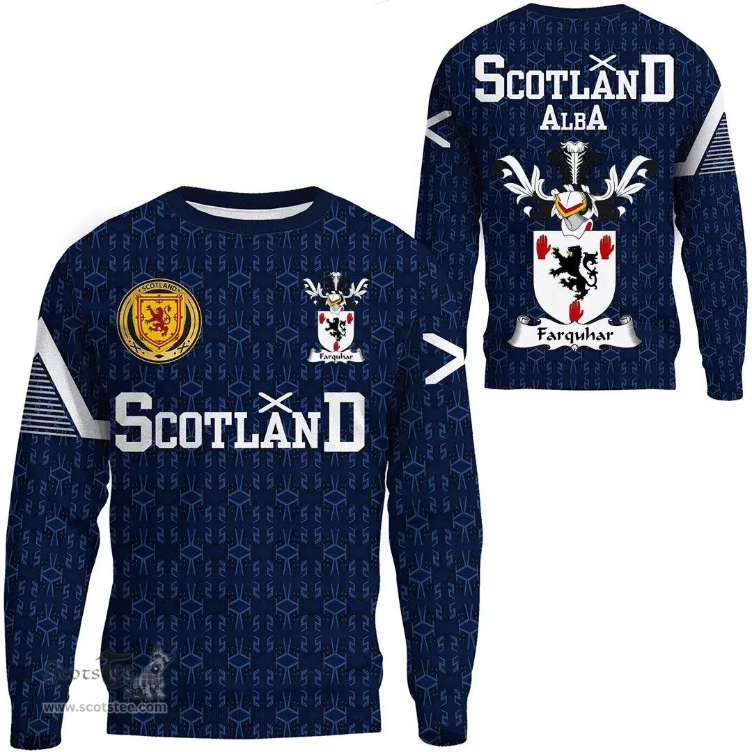 ScotsTee Shop Scottish Farquhar Family Crest Tartan Sweatshirt Scottish 1991 Style