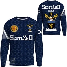 ScotsTee Shop Scottish Normand Family Crest Tartan Sweatshirt Scottish 1991 Style