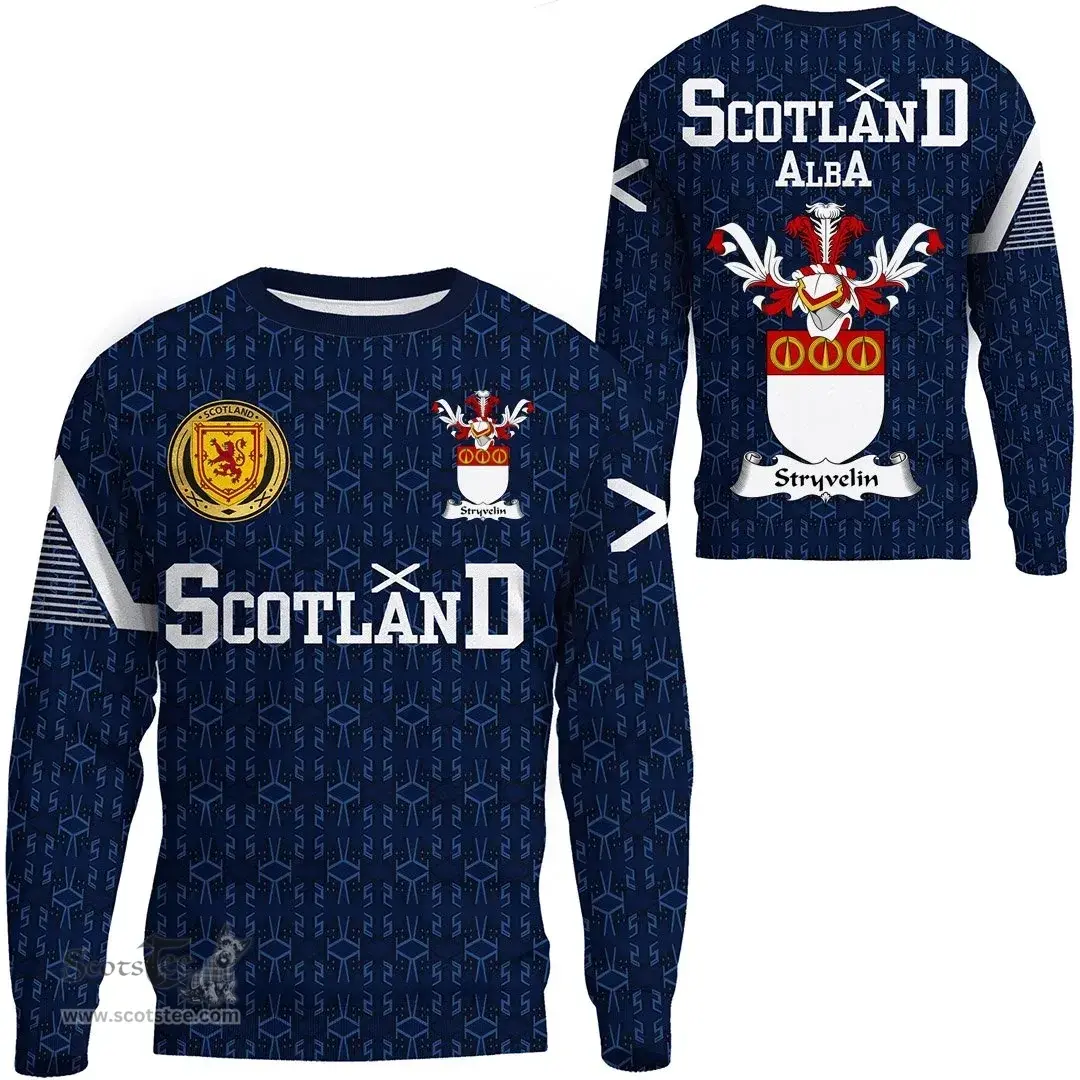 ScotsTee Shop Scottish Stryvelin Family Crest Tartan Sweatshirt Scottish 1991 Style