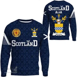 ScotsTee Shop Scottish Stewart Family Crest Tartan Sweatshirt Scottish 1991 Style