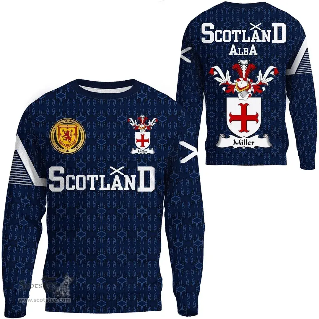 ScotsTee Shop Scottish Miller Family Crest Tartan Sweatshirt Scottish 1991 Style