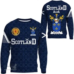 ScotsTee Shop Scottish Rattray Family Crest Tartan Sweatshirt Scottish 1991 Style