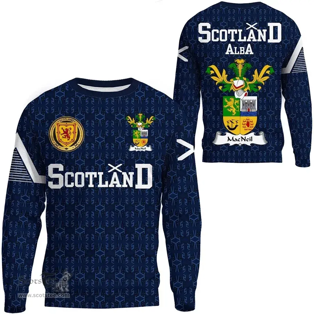ScotsTee Shop Scottish MacNeil Family Crest Tartan Sweatshirt Scottish 1991 Style