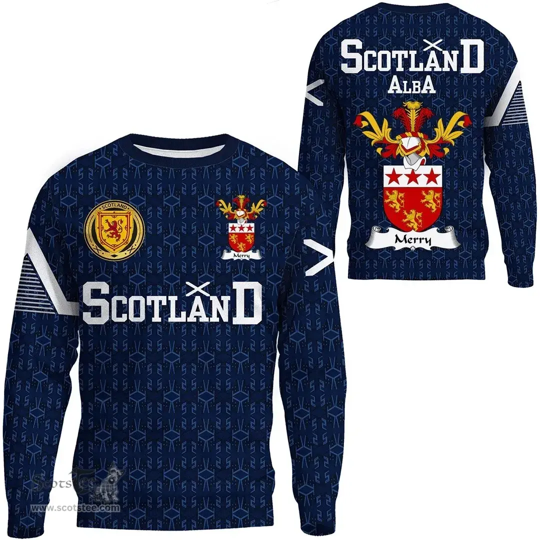 ScotsTee Shop Scottish Merry Family Crest Tartan Sweatshirt Scottish 1991 Style
