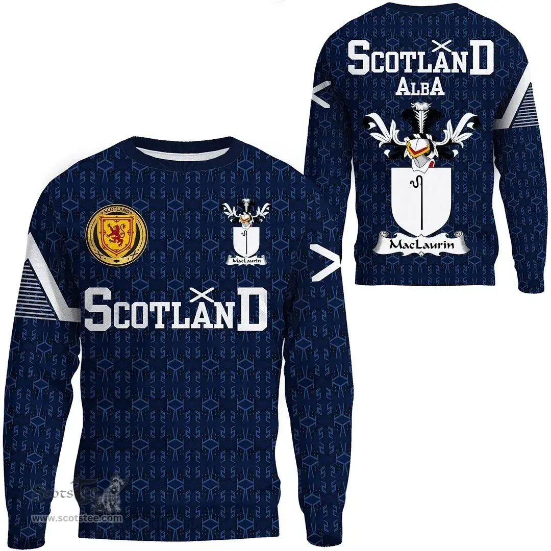 ScotsTee Shop Scottish MacLaurin or McLaurin Family Crest Tartan Sweatshirt Scottish 1991 Style