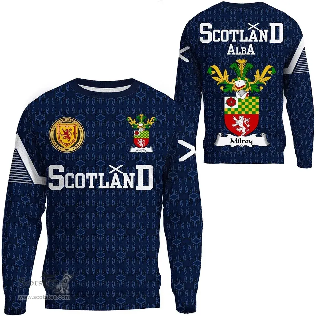 ScotsTee Shop Scottish Milroy Family Crest Tartan Sweatshirt Scottish 1991 Style