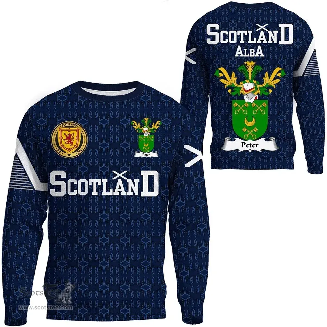 ScotsTee Shop Scottish Peter Family Crest Tartan Sweatshirt Scottish 1991 Style