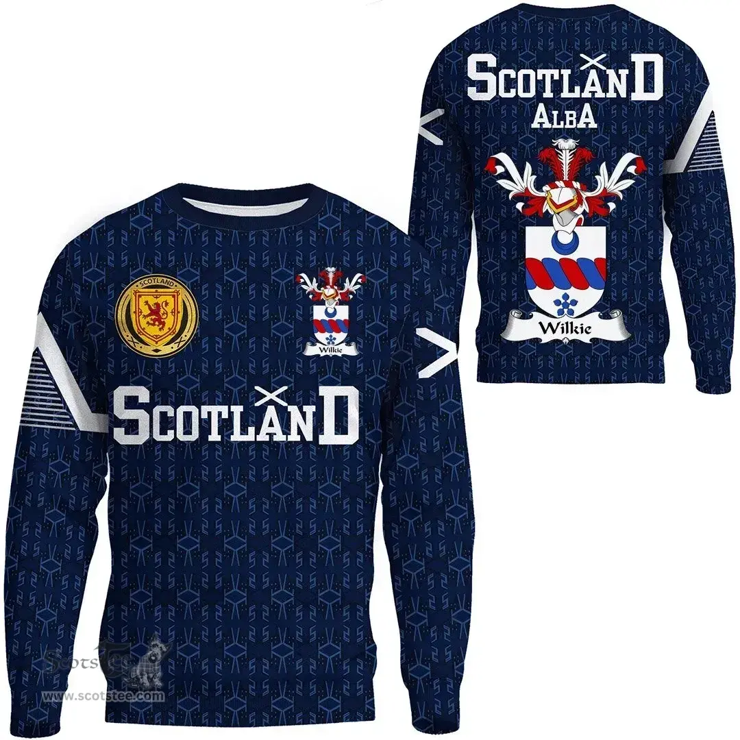 ScotsTee Shop Scottish Wilkie Family Crest Tartan Sweatshirt Scottish 1991 Style