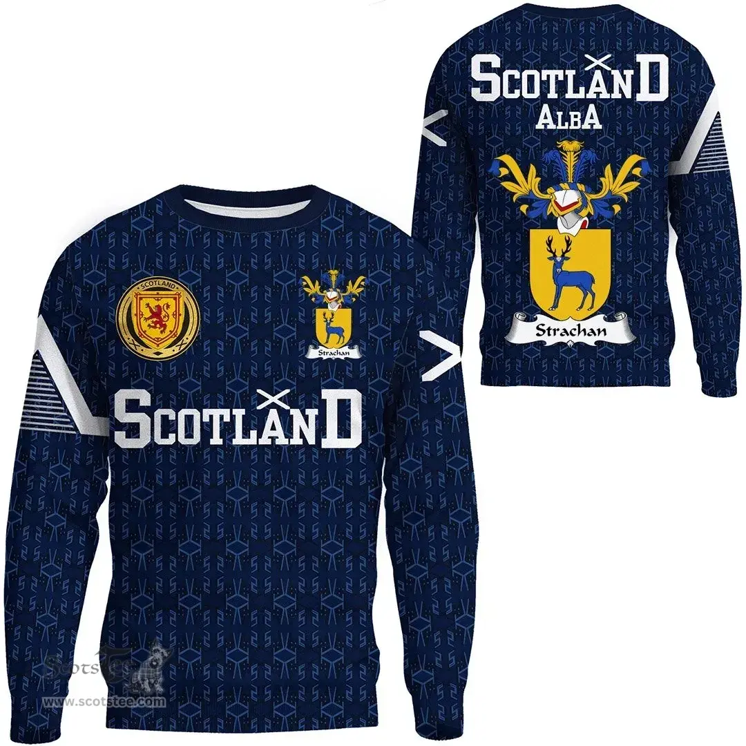 ScotsTee Shop Scottish Strachan Family Crest Tartan Sweatshirt Scottish 1991 Style