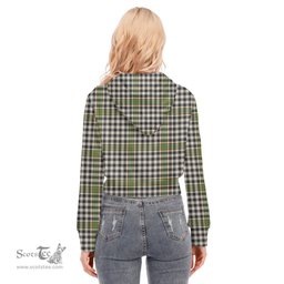 ScotsTee Shop Scottish Burns Check Clan Tartan Womens Cropped Zip Up Hoodie