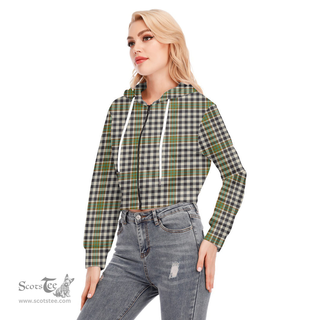 ScotsTee Shop Scottish Burns Check Clan Tartan Womens Cropped Zip Up Hoodie