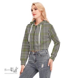 ScotsTee Shop Scottish Burns Check Clan Tartan Womens Cropped Zip Up Hoodie