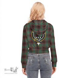 ScotsTee Shop Scottish Buchan Ancient Clan Crest Tartan Womens Cropped Zip Up Hoodie