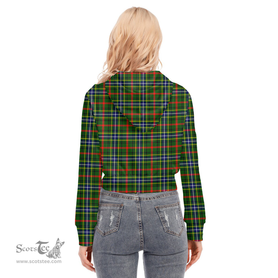 ScotsTee Shop Scottish Bisset Clan Tartan Womens Cropped Zip Up Hoodie