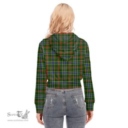 ScotsTee Shop Scottish Bisset Clan Tartan Womens Cropped Zip Up Hoodie