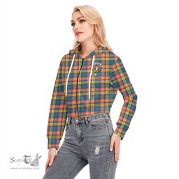 ScotsTee Shop Scottish Buchanan Ancient Clan Crest Tartan Womens Cropped Zip Up Hoodie