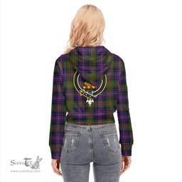 ScotsTee Shop Scottish Cameron of Erracht Modern Clan Crest Tartan Womens Cropped Zip Up Hoodie
