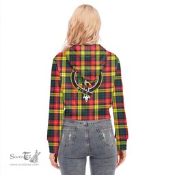 ScotsTee Shop Scottish Buchanan Modern Clan Crest Tartan Womens Cropped Zip Up Hoodie